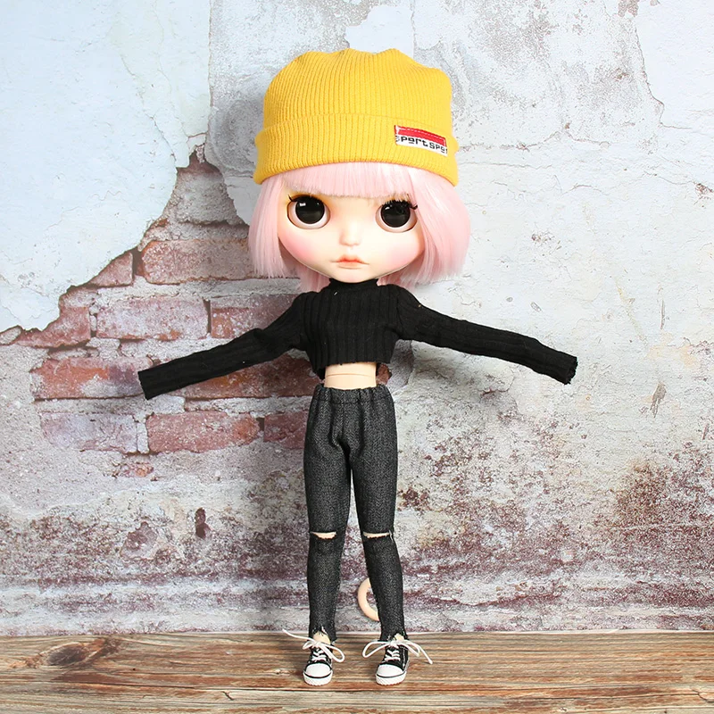 Одежда для куклы DBS Blyth футболка в стиле хип-хоп с длинным рукавом джинсовая шапка
