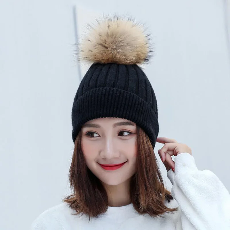 VIIANLES шапочки с помпоном зимние облегающие шапки плотная теплая шапка для женщин