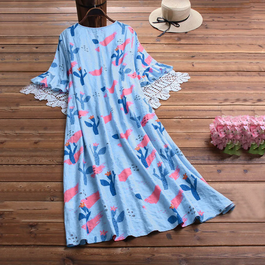 Женское пляжное платье в стиле бохо JAYCOSIN богемном с расклешенными рукавами и v