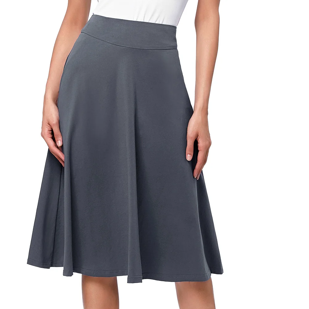

2020 New Summer Fashion Skirts Women Office High Waist Saias faldas jupe Elegant Vintage Cotton Ladies Pleated Midi Retro High