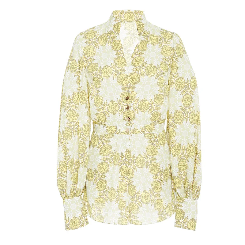 Морской праздник стиль v образным вырезом Фонарь с длинным рукавом цельные шорты