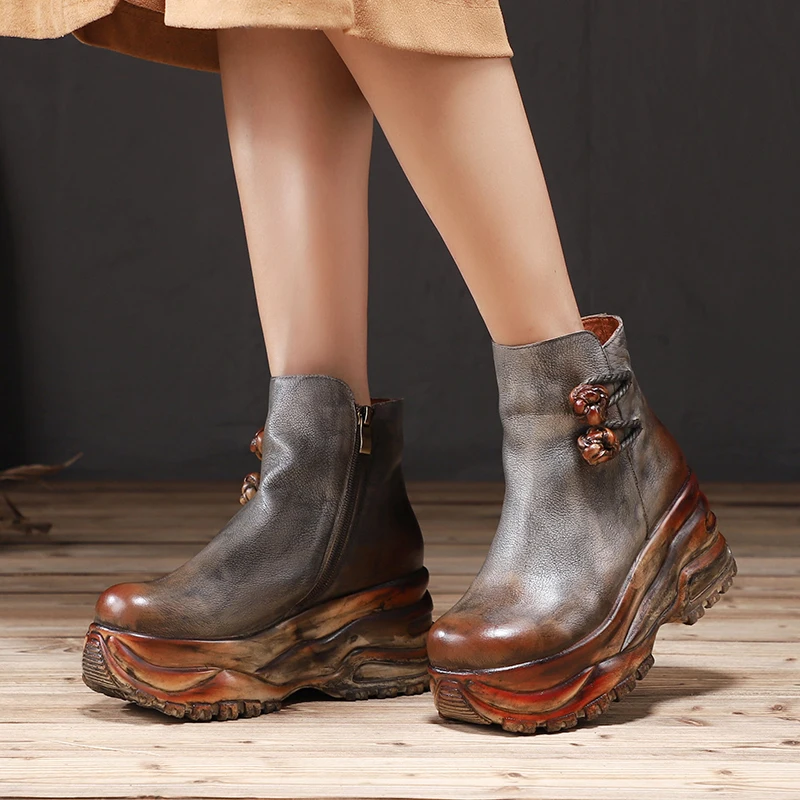 Ботильоны VALLU женские на высокой платформе шикарные полусапожки танкетке
