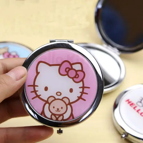 Новое блестящее компактное двустороннее зеркало Hello Kitty/зеркало для макияжа с