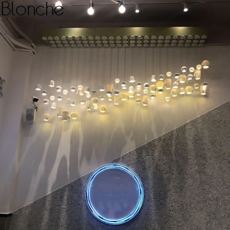 Modern Ceramic Led Pendant Lights Tea Cup Teapot Hanglamp Nordic Hanging Lamp Home Decor Dining Room Kitchen Lighting Fixtures