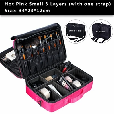 Pink S 3 Layers Хит, высокое качество, профессиональный органайзер для макияжа, для путешествий, большая емкость, сумка для хранения, чехол для костюма, s Bolso Mujer, косметический Чехол - Цвет: Pink S 3 Layers