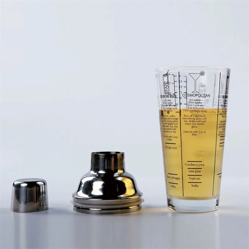 

UPSPIRIT 400mL Glass Cocktail Shaker with Measurement Drink Mojito Martini Liquor Mixer Wine Accessories for Bartender Bar Tools