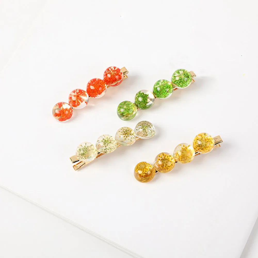 

2019 Fresh Resin Flower Hairpin Headwear Simple Hair Clip Duckbill Clip Side Clip Accessories Crystal Bead Flower Hair Clip