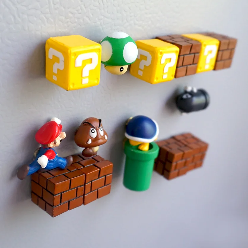 10 шт. 3D Super Mario Bros. Магниты на холодильник стикер сообщений смешные девочки