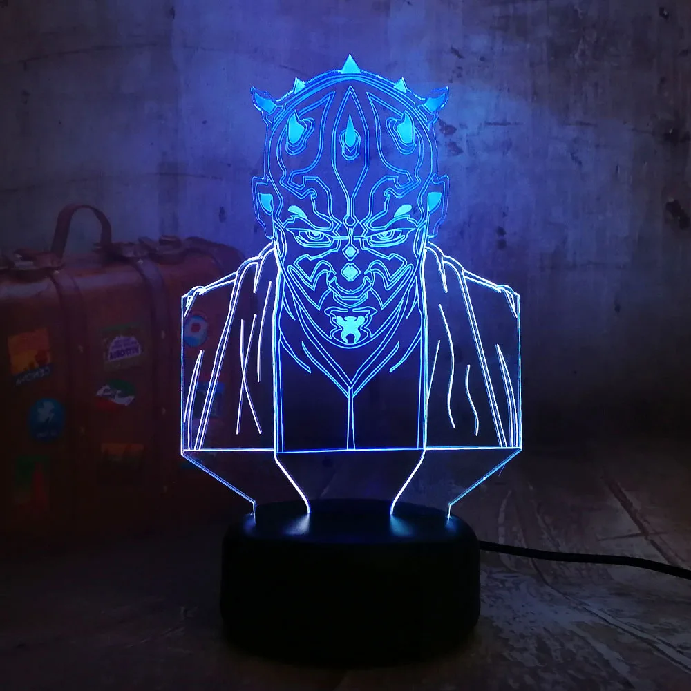 Звездные войны Дарт Маул Новинка 3D светодиодный ночной Светильник RGB 7 смешанный