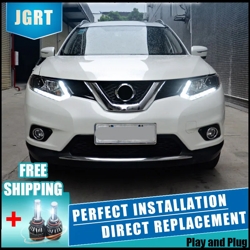2 шт. автомобиль Стиль светодиодный фары для Nissan X Trail 14 16 налобный фонарь DRL