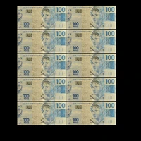 boutique 10pcs color brazil banknotes colored 100 reals gold banknote decorations collectibles souvenirs gifts