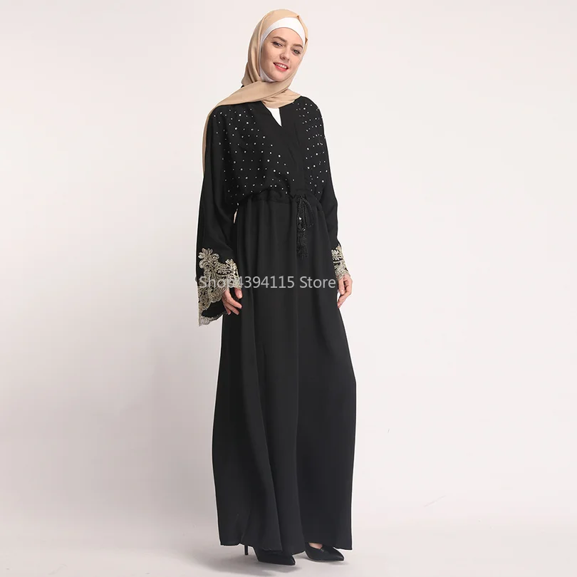 Новинка 2019 роскошные бриллианты abaya Дубайский Мусульманский платье Элегантная