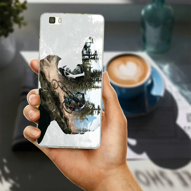 Велосипед полосы мир шоссейных гонок мягкий прозрачный чехол для Huawei P8 P9 P10 P20 Lite