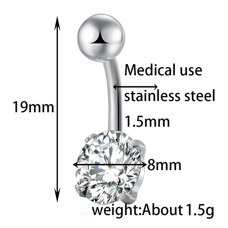 1 шт. кольцо для пирсинга живота в стиле панк нержавеющая сталь 316L 4 цвета| |