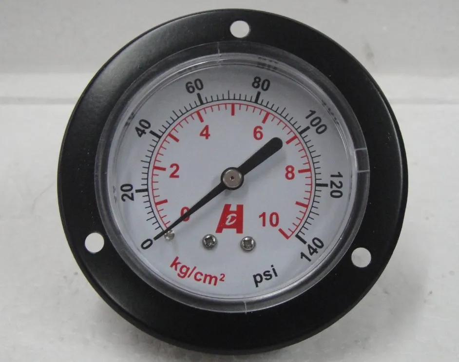 

4pcs/lot Y60-ZT,2.5" 60mm 140psi pressure gauge , manometer ,PT1/4" back thread,,10kg/cm2(140psi) with front flange