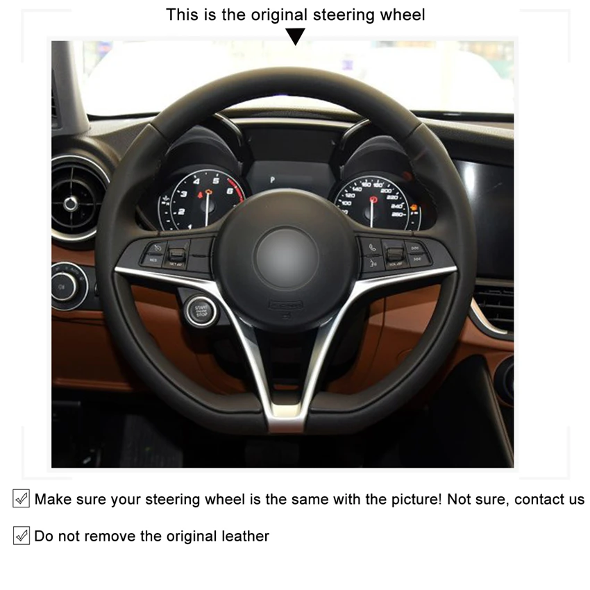 MEWANT черный чехол рулевого колеса автомобиля из натуральной кожи для Alfa Romeo Giulia 2017