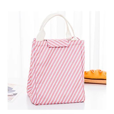 Pink Stripe BONAMIE свежесть, изоляция холодных тюков тепловой Оксфорд Ланч мешок водонепроницаемый удобный досуг сумка милый Фламинго Cuctas сумка-холодильник - Цвет: Pink Stripe