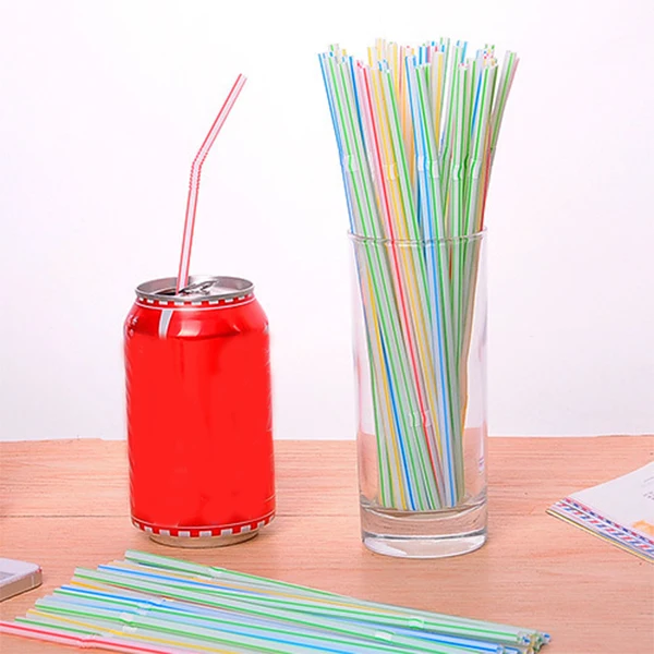 HOT-100Pcs Disposable Flexible Straws Plastic Drinking Supplies | Дом и сад