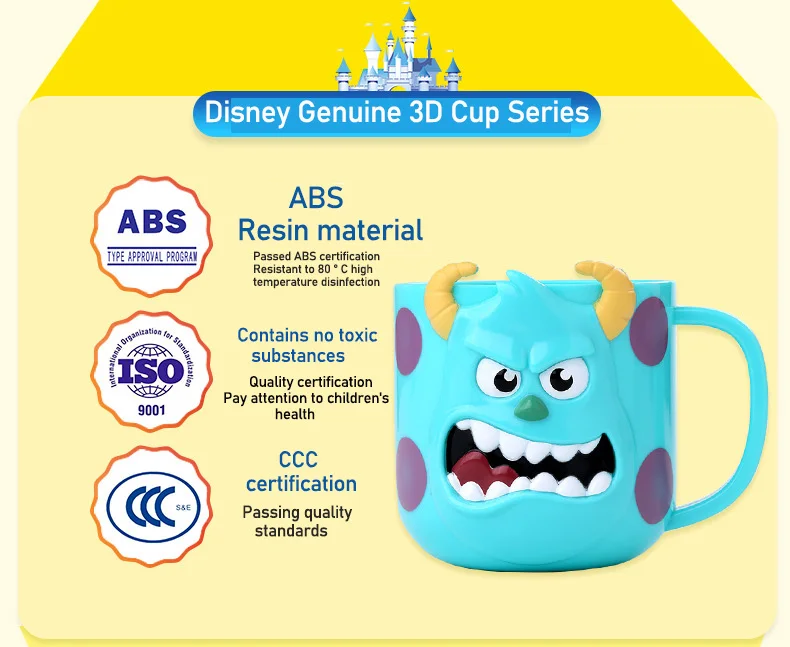 Disney Children's Covered Baby Cup Milk Cup Mouth Cup 3D Cute Handle Baby Drinking Cup