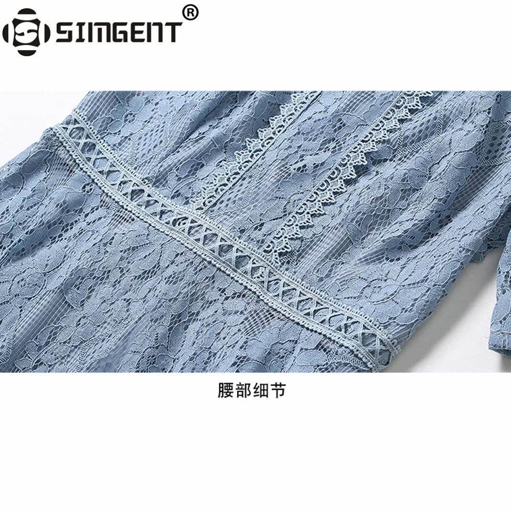 Simgent Летнее Длинное Платье, женское Модное Элегантное тонкое кружевное платье с вырезом, женская одежда, vestidos robe Dentelle Jurken SG94123