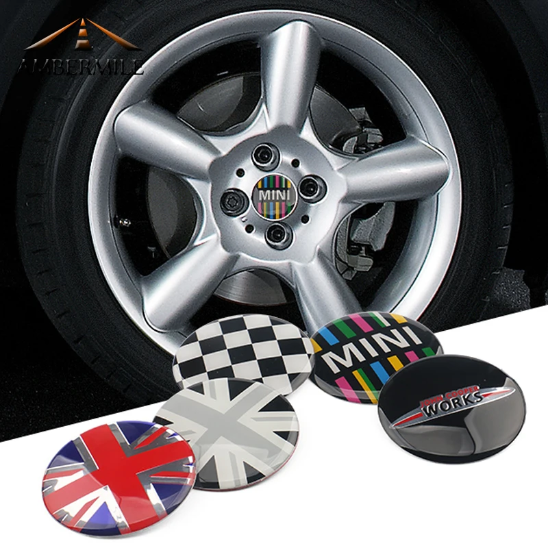 AMBERMILE 4 шт. наклейки на обод детской крышки обода для Mini Cooper R56 R55 R60 R61 R53 R57 F54 F55 F56 F60