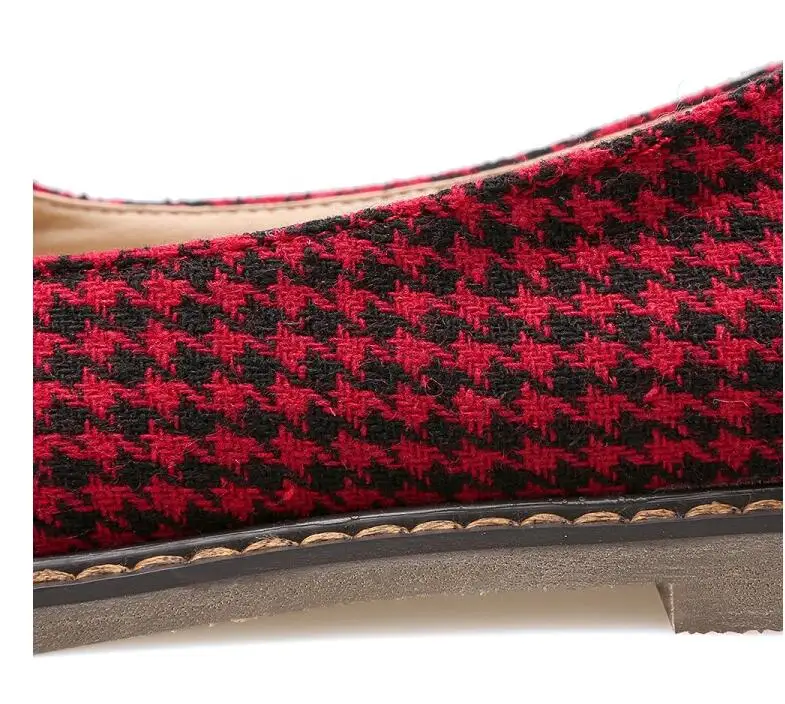 Модная женская обувь с милым бантиком и узором гусиные лапки водонепроницаемые