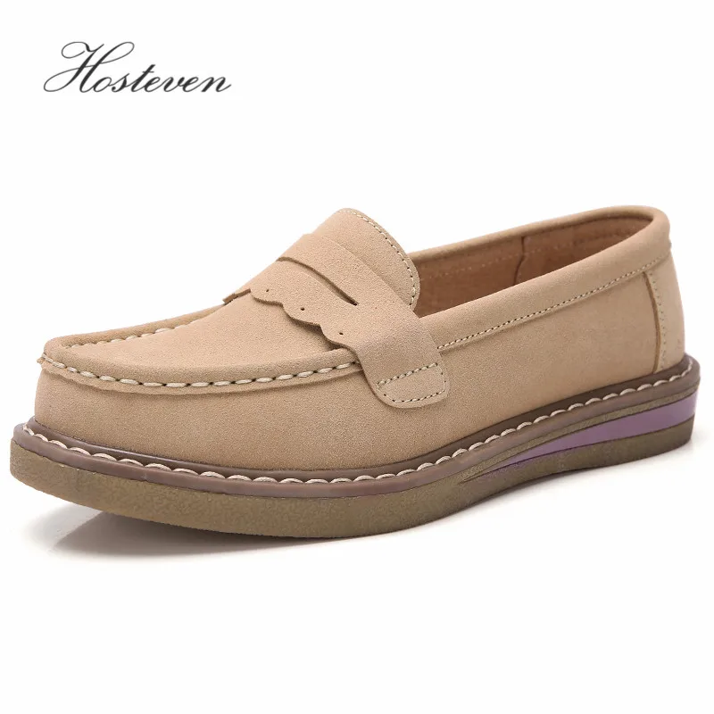 Hosteven/Женская обувь кроссовки повседневные женские лоферы из натуральной кожи
