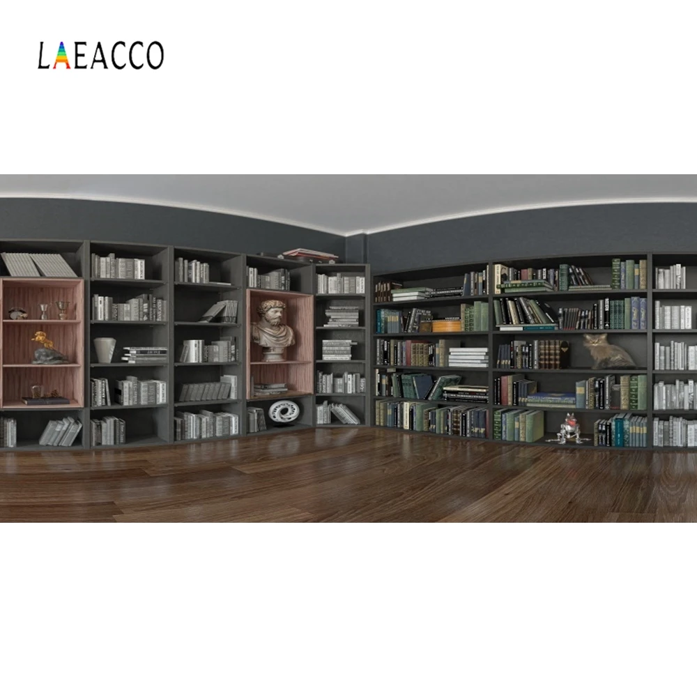 Laeacco библиотека книжная полка деревянная доска скульптура комната фотографии