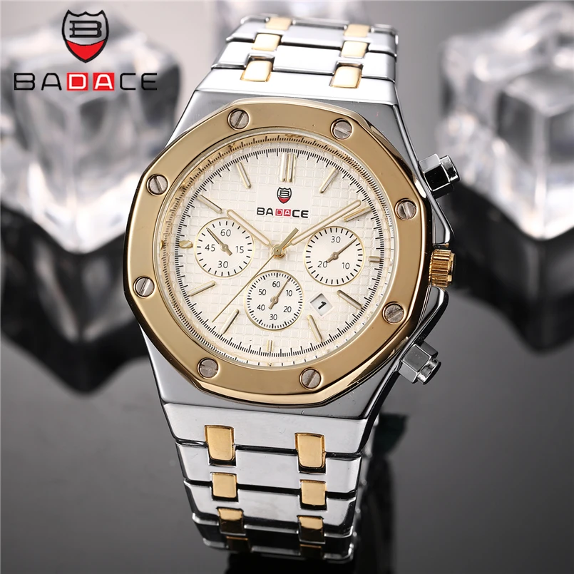 

BADACE Gold Quartz Watch Men Waterproof Clock Mens Watches Stainless Steel Hour Sport Business Wristwatch Relogio Masculino 9210