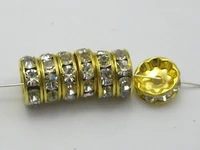 20 golden clear rhinestone rondelle spacers beads 10mm