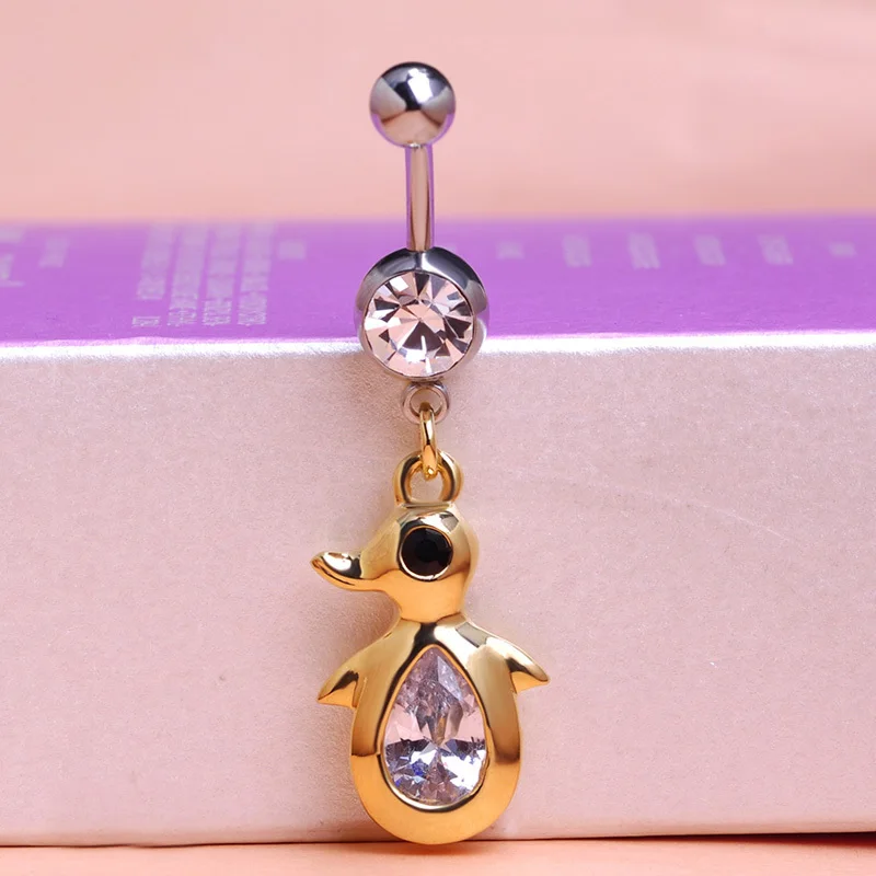 Funmor кавайные стразы в форме пингвина Висячие Колечки виде пупка из нержавеющей