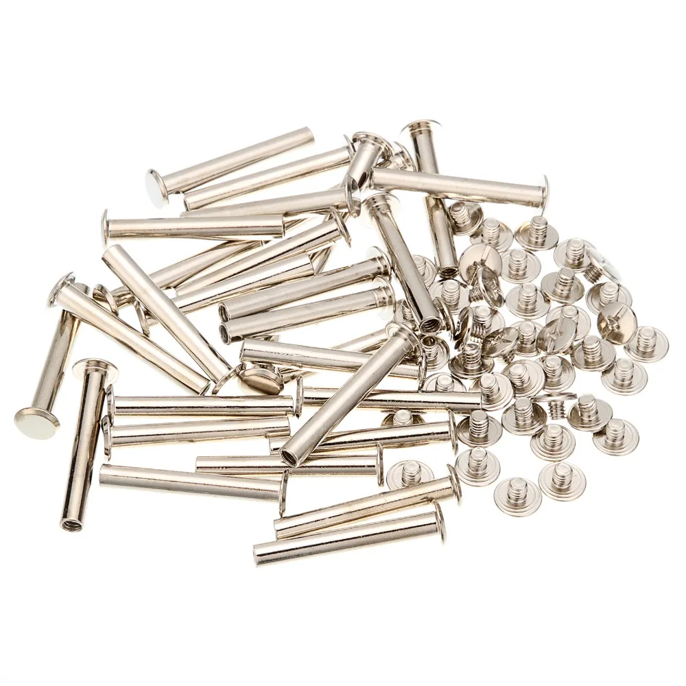 

50pcs M5x35mm Iron-nickel-plated screw books Fingertight Picture books screw rivets albums butt recipes leaflet nail M5Hardware