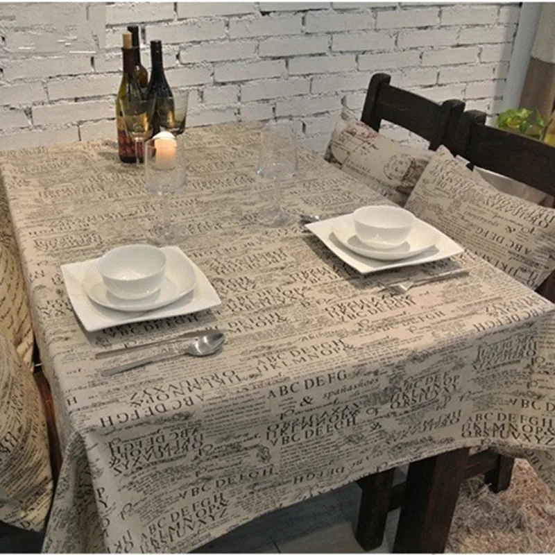 

Free Shipping European Big Letter Tablecloth Home/Restrantl/Bar Flaxen Table Cover Mantel De Mesa Multifunction Covered Cloth
