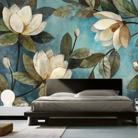 custom mural wallpaper european painting flowers retro livingroom tv backdrop wallpaper entrance bedroom non woven wall covering