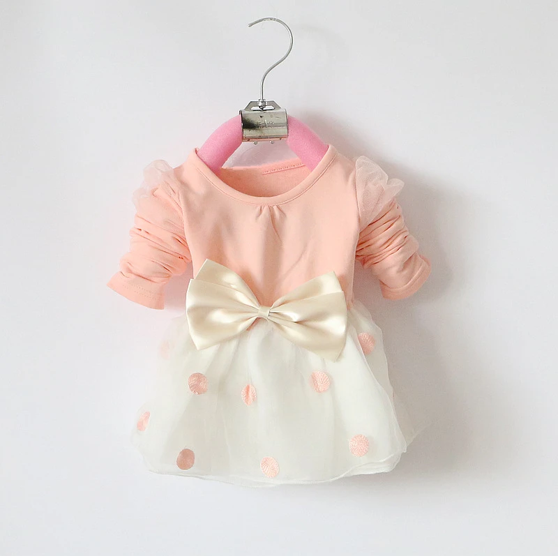 Anlencool 2020 Hot Sales Baby Girls Dress Cute Bow Long Sleeve Spring Sport Princess Style Party Clothing dress 0-2 Years | Мать и