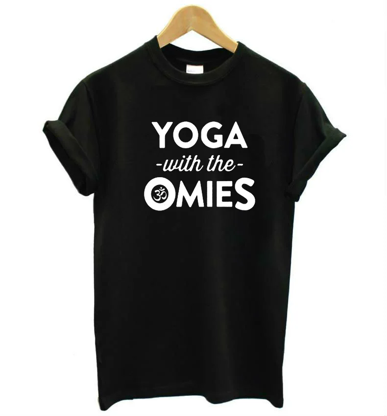 Женская футболка с надписью yoga with the omies хлопковая Повседневная забавная для леди