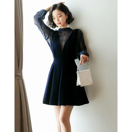 Женское бархатное платье KMETRAM элегантное из двух частей в милом стиле с длинными