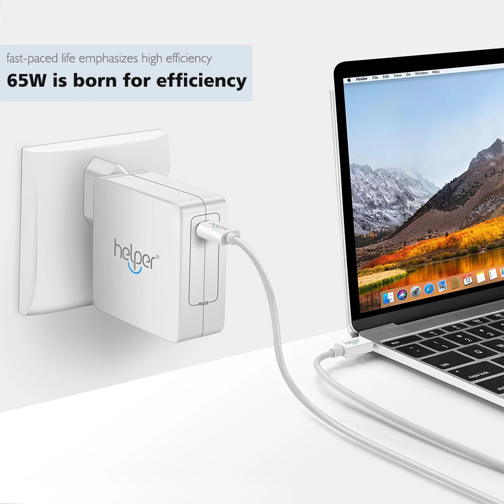 Быстрое зарядное устройство USB Type C PD3.0 адаптер QC для MacBook/Pro Thinkpad X1 Dell Xiaomi Matebook и