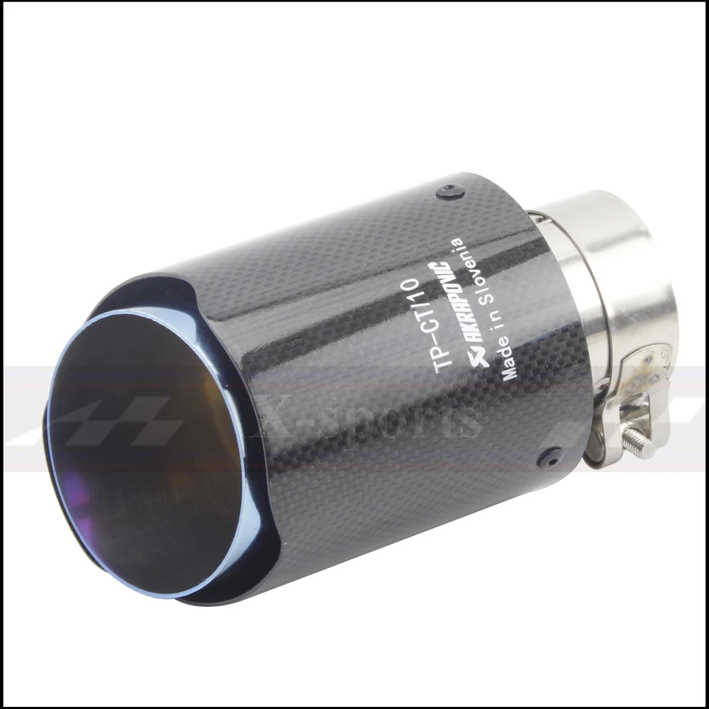 Универсальный автомобильный Akrapovic глянцевый Гладкий переплетенный Углеродный волокно глушитель наконечник выхлопные трубы из нержавеющей стали отделка прямой синий