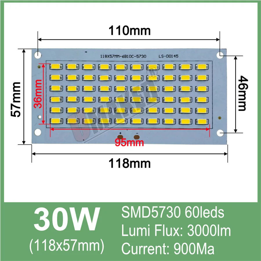30 Вт Светодиодный прожектор светильник печатной платы SMD5054/2835/5730 СВЕТОДИОДНЫЙ алюминиевый ручка с пластинчатым основанием, источник света для Светодиодный прожектор светильник напольный светильник - Испускаемый цвет: 118X57mm