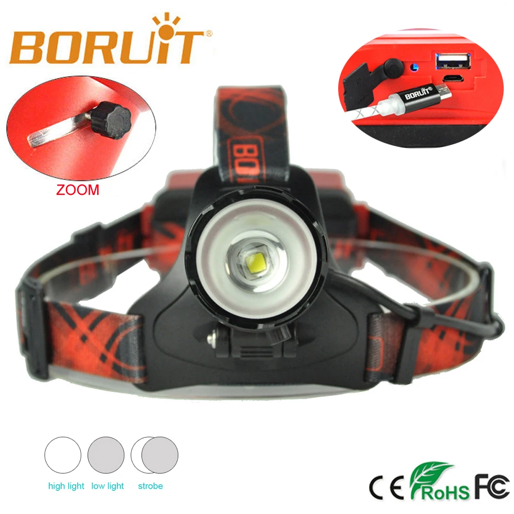 Boruit B13 светодиодный налобный фонарь перезаряжаемый масштабируемый