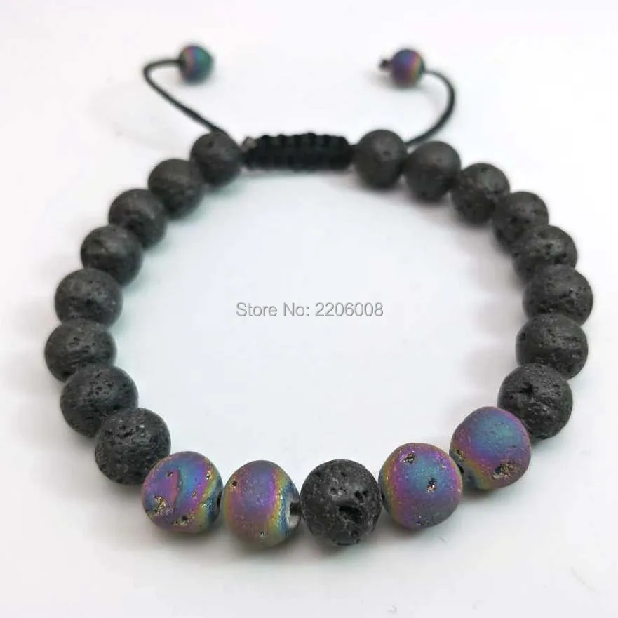 Лава шарм браслеты черная вулканическая лава камень тигровый глаз 8 мм бисерный