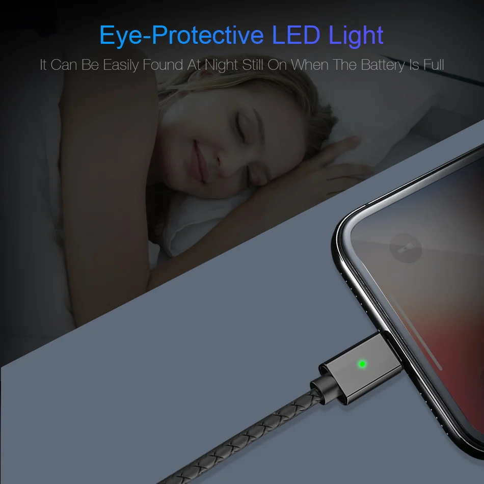 Магнитный кабель 3 А Micro USB Type C для iPhone 1 м Быстрая зарядка магнитное зарядное