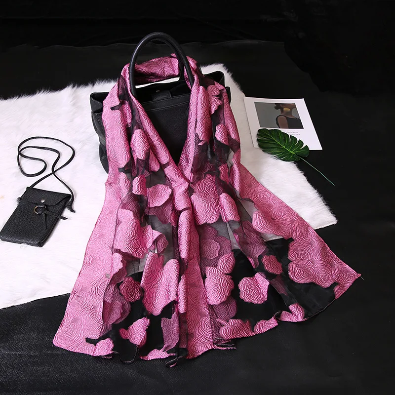 Крой шарфы с цветочным принтом из органзы ажурная кружевная Солнцезащитная шаль