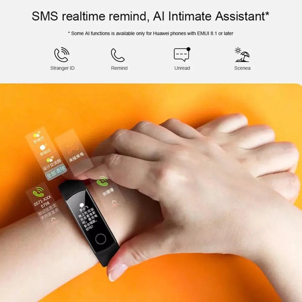Honor Band 4 смарт-браслет 2.5D стекло сенсорный экран Bluetooth монитор сердечного ритма оригинальные Смарт-часы huawei Android и IOS