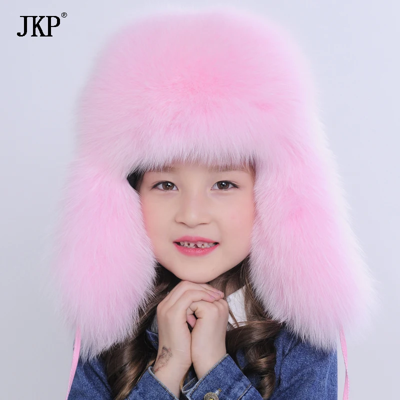 Русская меховая шапка зимняя из натурального Лисьего меха для мальчиков и