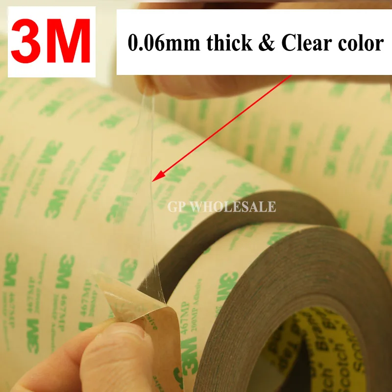 (0.06mm Thick) 76mm*55M 3M 467MP 2 Faces Sticky Tape for Cellphone Housing Plastic Nameplate Bond LCD Display Switch | Канцтовары для