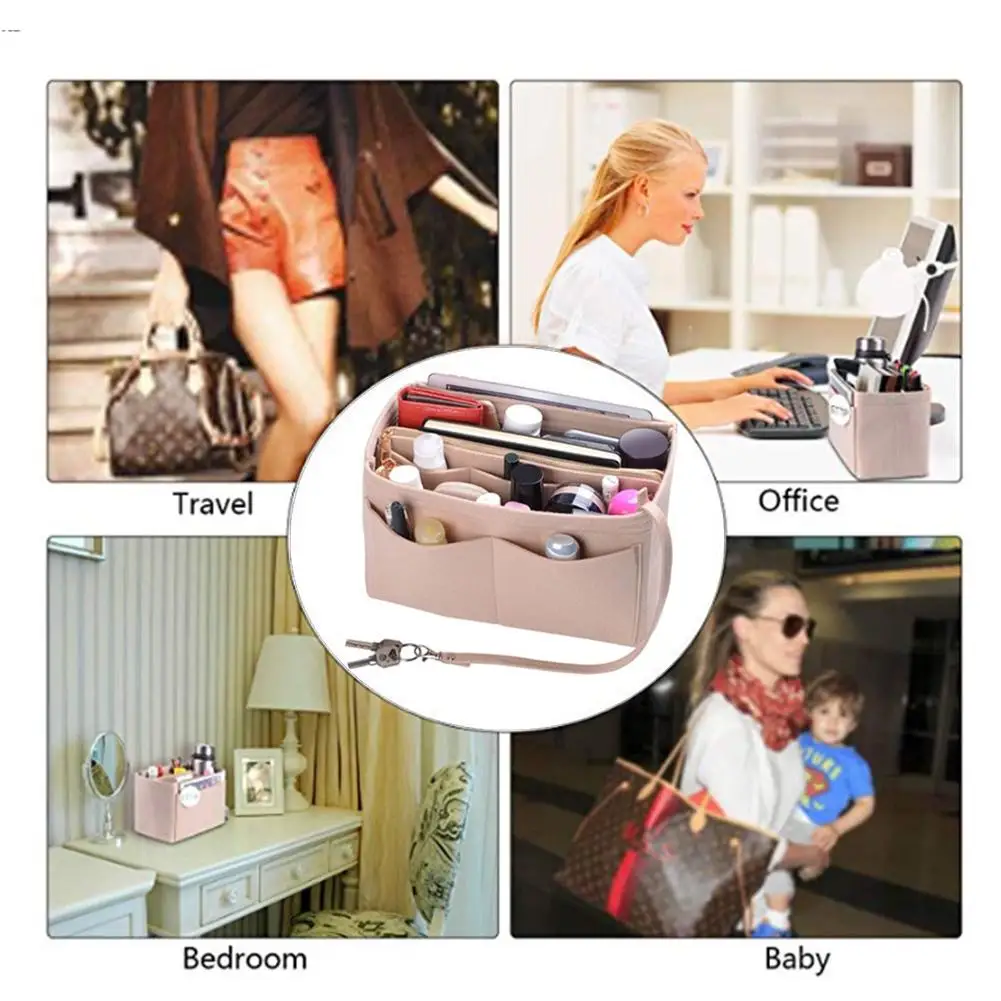 

Organizer Insert Felt Bag With Zipper Home Storage Bags Handbag