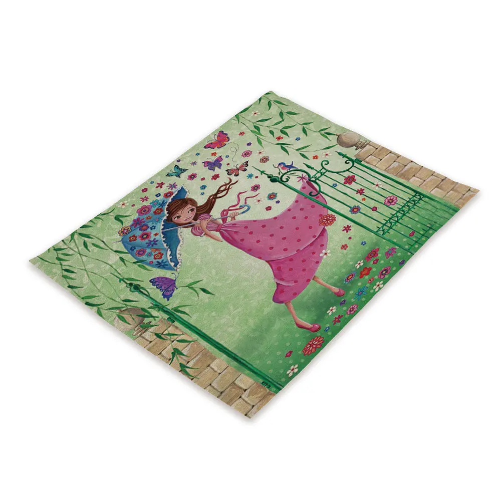 CD13-7 Nordic Kitchen Table Mats Flower American Placemats Cup Coaster Rectangle Kitchen Placemat Doily Manteles Individuales De Mesa - Цвет: CD13-7