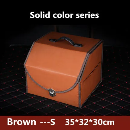 pure brown Автомобильные органайзеры для багажника из искусственной кожи, водонепроницаемая складная переносная сумка для хранения инструментов, органайзер в клетку, автомобильная складная коробка для хранения - Название цвета: pure brown